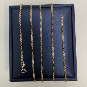 18K Genuine Yellow Gold Dainty Rolo Chain Necklace 24.25 Inches  2.57 Grams